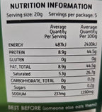 Nutrition label on QB's Crunchy cheese Stix 100g pack
